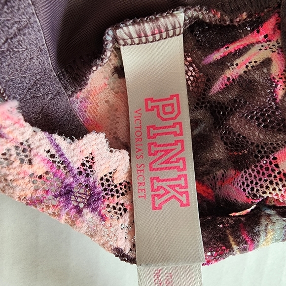 Victoria’s Secret PINK Floral Lace Strappy Bralette Medium Tropical Print - Picture 7 of 10